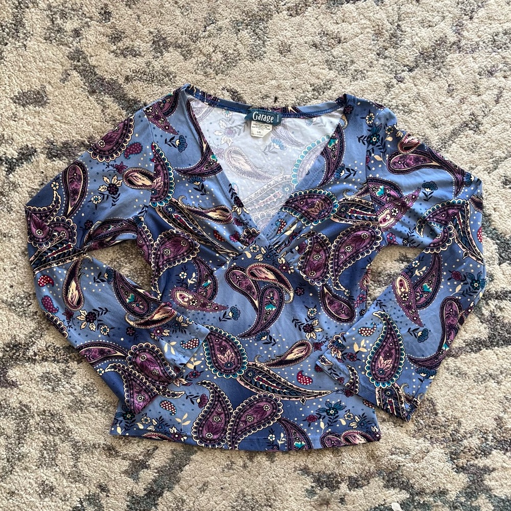 Garage Blue Paisley Long Sleeve Top - Picture 2 of 4